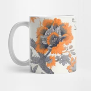 Toile Indienne Pattern Orange and Gray Mug